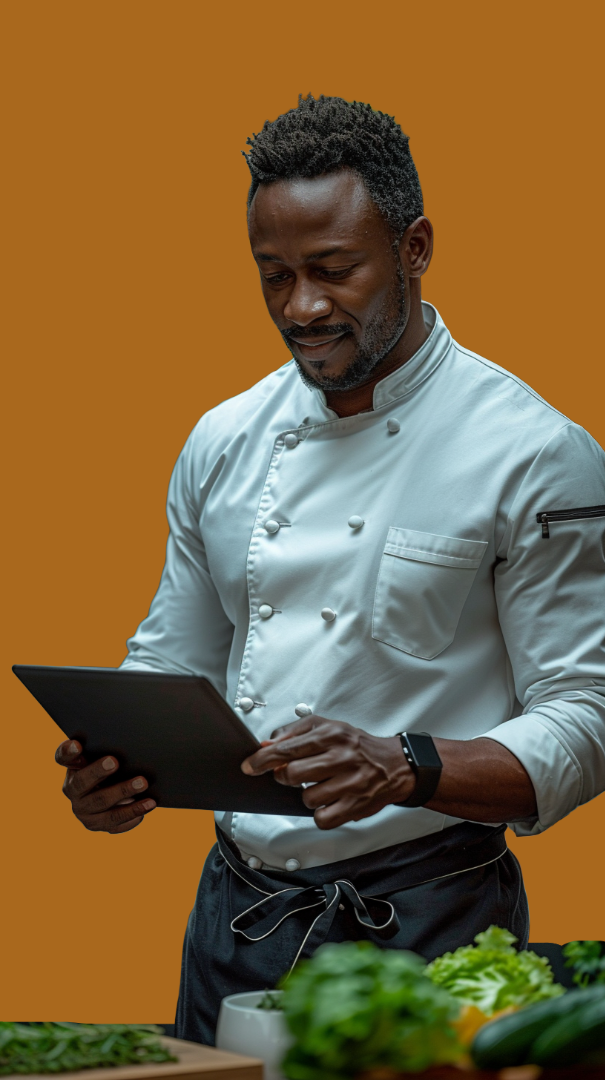 Chef running a RiA-Sure checklist on a tablet